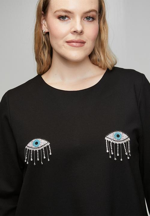 Me&B - Plus The Eye Candy Feather Dress - Black