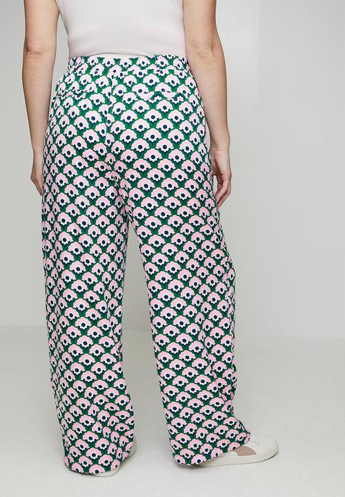 Me&B - Plus Straight Leg Trousers in Geo Floral - Multi