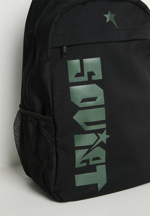 SOVIET - WARRIORS Nylon Backpack With Side Print - Black/Olive