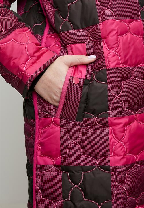 Me&B - Plus The Multiway Check Maxi Puffer - Pink