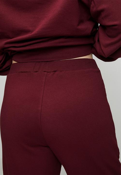 Me&B - Plus Barrel Leg Sweat Pants - Burgundy