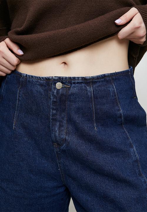 Me&B - Plus Contour Waist Barrel Leg Jeans - Medium Wash