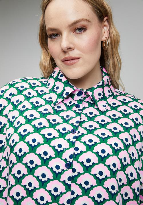 Me&B - Plus Classic Shirt Geo Floral - multi
