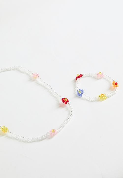 Cotton On - Kids Fashion Necklace & Bracelet Set - Multi Flower