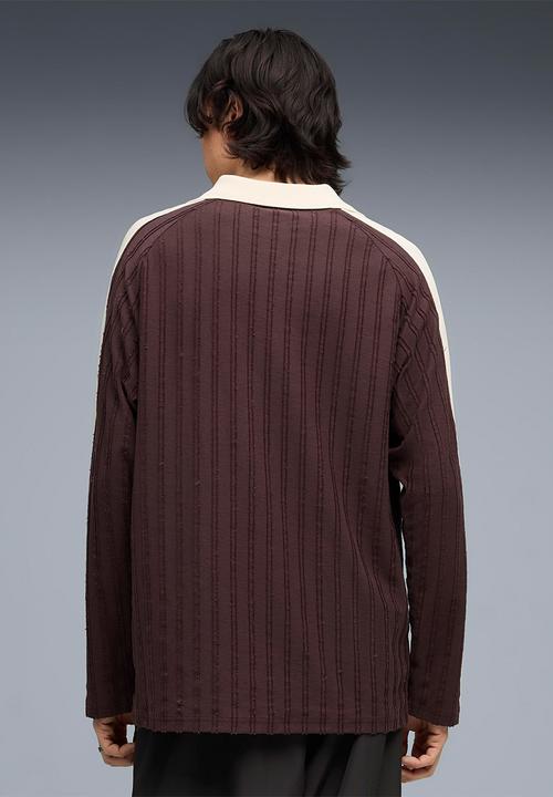 PUMA - T7 Relaxed Retro Long Sleeve Polo - Chocolate Brown
