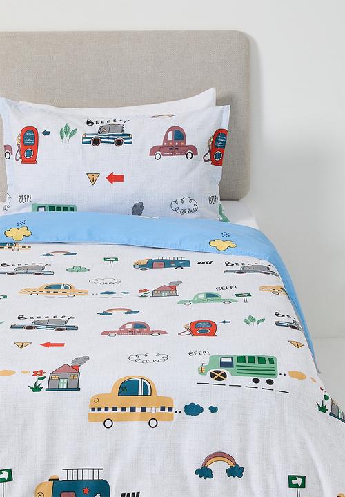 Pop Candy - Vehicle themed duvet cover set - white/light blue