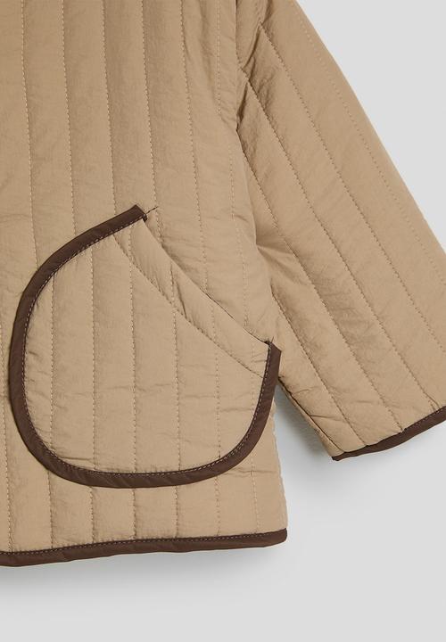 Pop Candy - Contrast binding quilted jacket - wheat/dark brown
