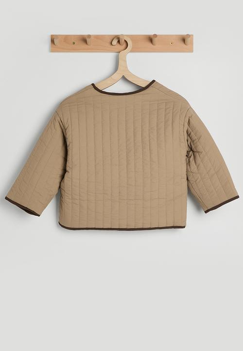 Pop Candy - Contrast binding quilted jacket - wheat/dark brown