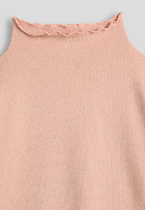 Pop Candy - High neck lettuce hem top - pink