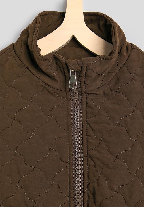 Pop Candy - Wavy diamond quilted jacket with lift-away pockets - chocolate