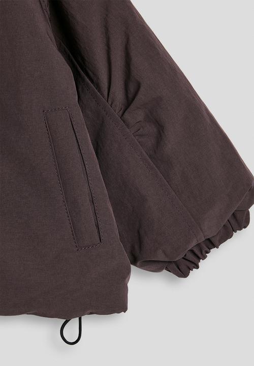 Pop Candy - Bomber-style padded jacket with drawstring hem - dark brown