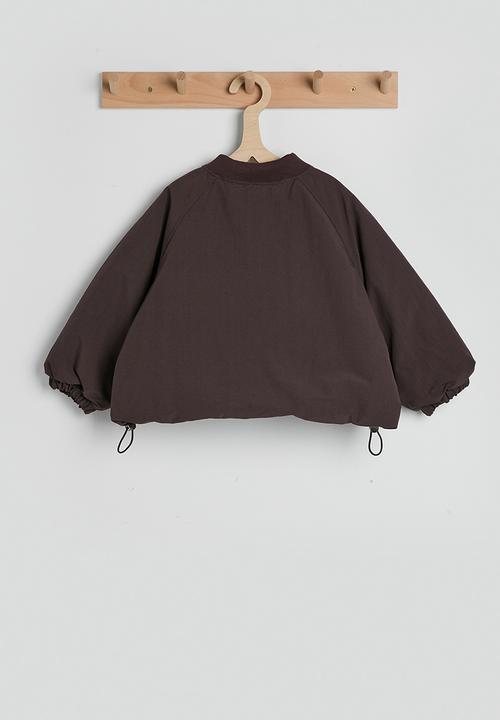 Pop Candy - Bomber-style padded jacket with drawstring hem - dark brown