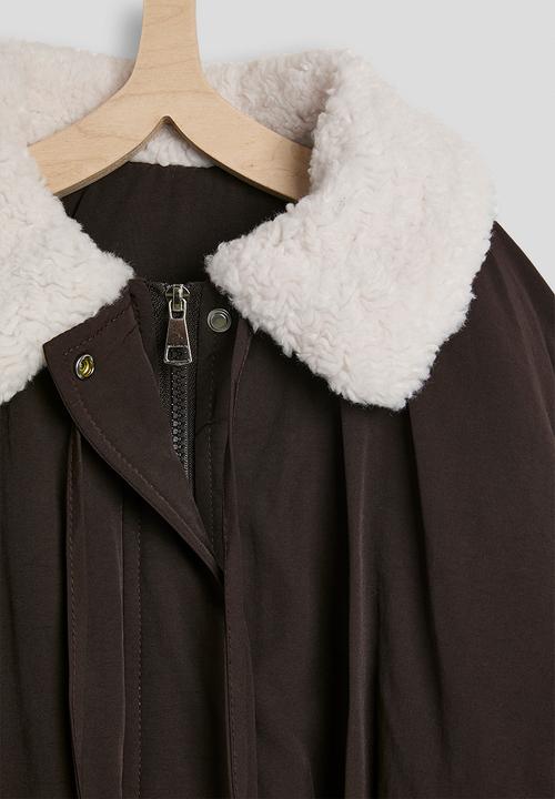 Pop Candy - Shearling collar bomber jacket - brown