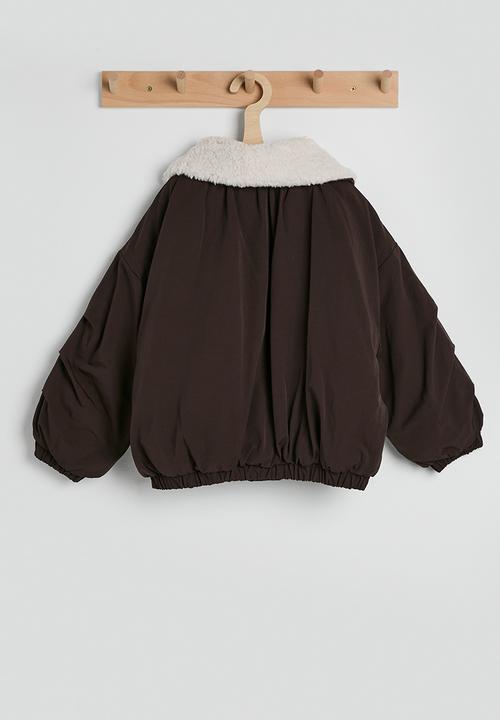 Pop Candy - Shearling collar bomber jacket - brown