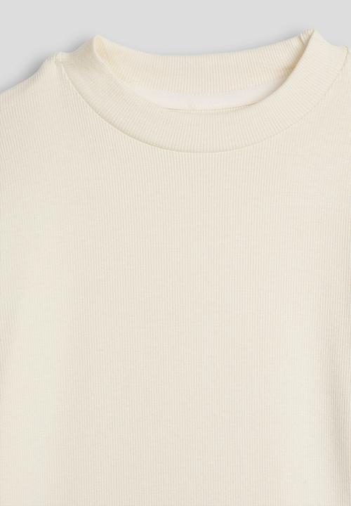 Pop Candy - Ribbed top with mesh ruffle cuffs - floral white