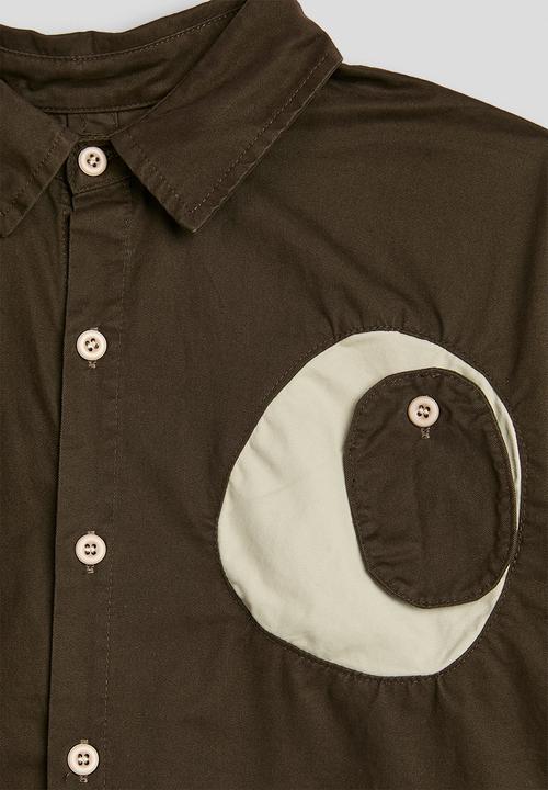 Pop Candy - High-low shirt with breast pocket design - dark brown