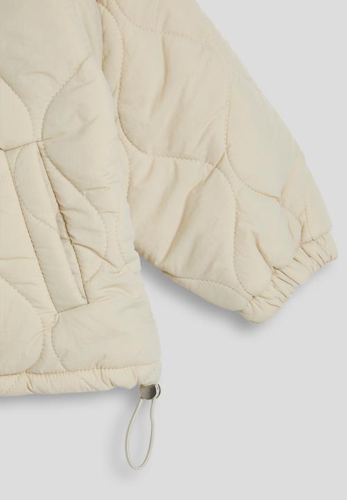 Pop Candy - Onion quilted jacket with faux shearling collar - light beige