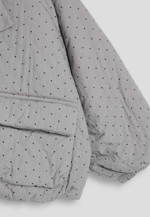 Pop Candy - Micro dot neck tie puffer jacket - grey/aop