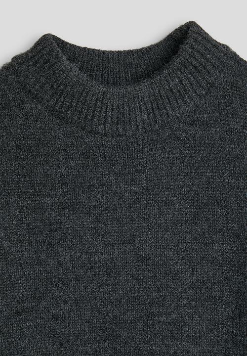 Pop Candy - Knit whipstitch contrast sweater - dark grey heather