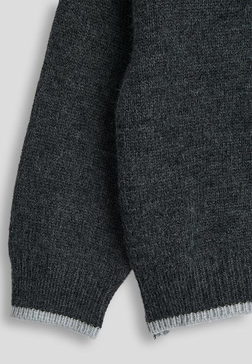 Pop Candy - Knit whipstitch contrast sweater - dark grey heather