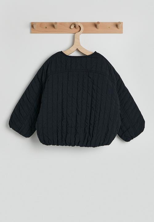 Pop Candy - Taffeta collarless quilted jacket - dark navy