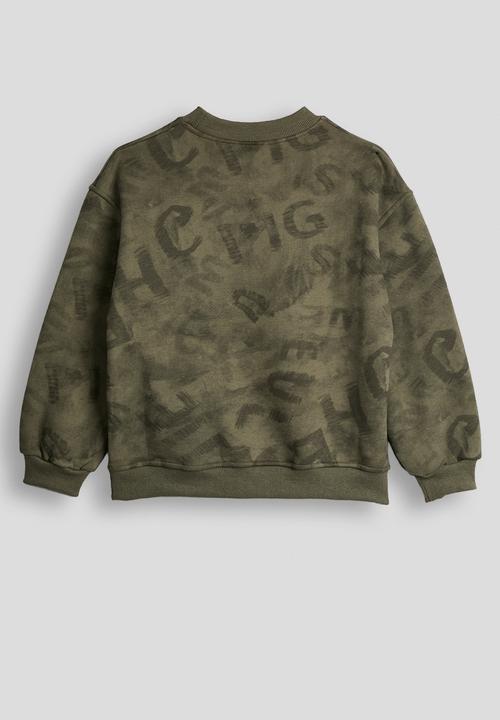 Pop Candy - Letter aop sweatshirt - green tonal