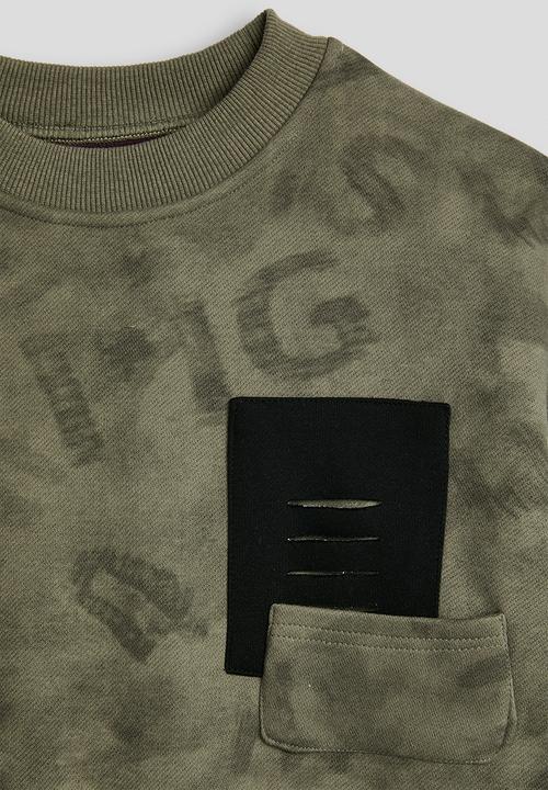 Pop Candy - Letter aop sweatshirt - green tonal