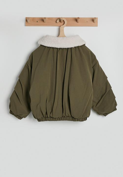 ジャケット・アウター muguet frill sailor collar blouson Fur collar bomber jacket - olive