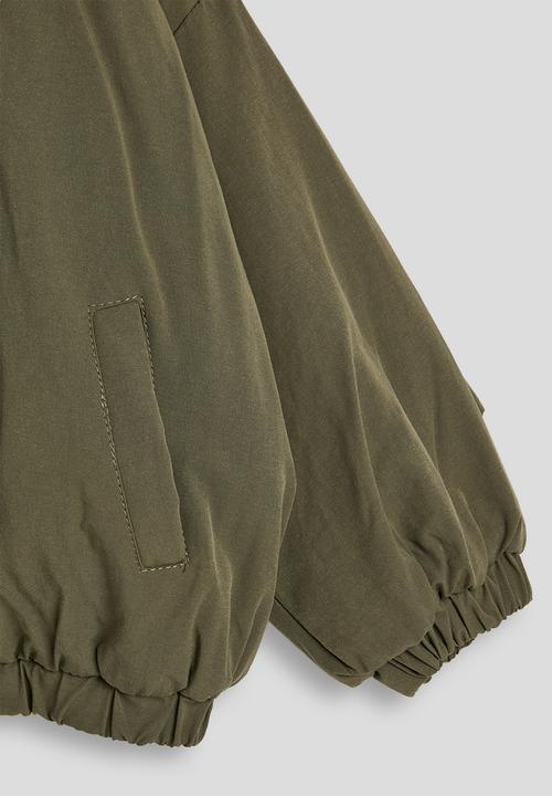 Pop Candy - Shearling collar bomber jacket - moss green