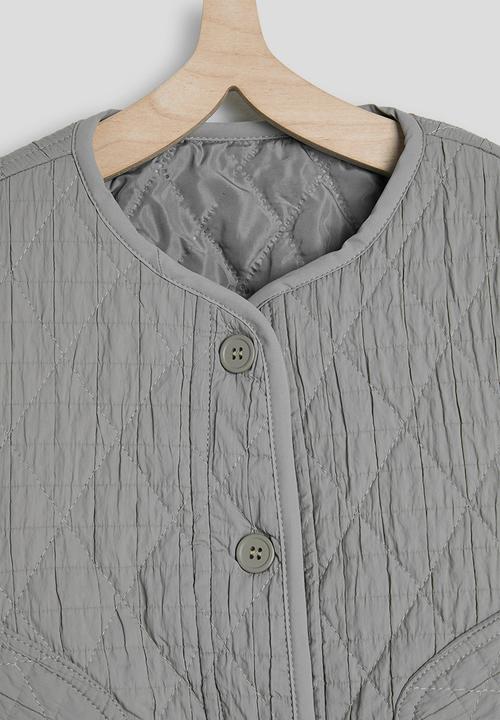 Pop Candy - Diamond quilted jacket with stylised patch pockets - grey
