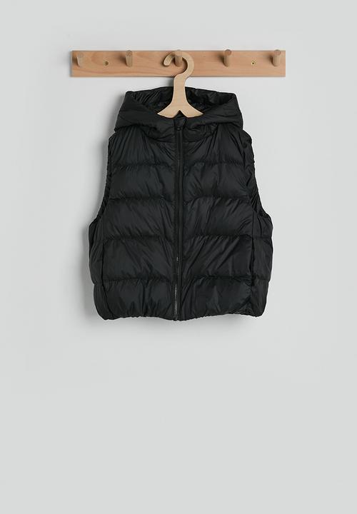 Hooded puffer vest - black