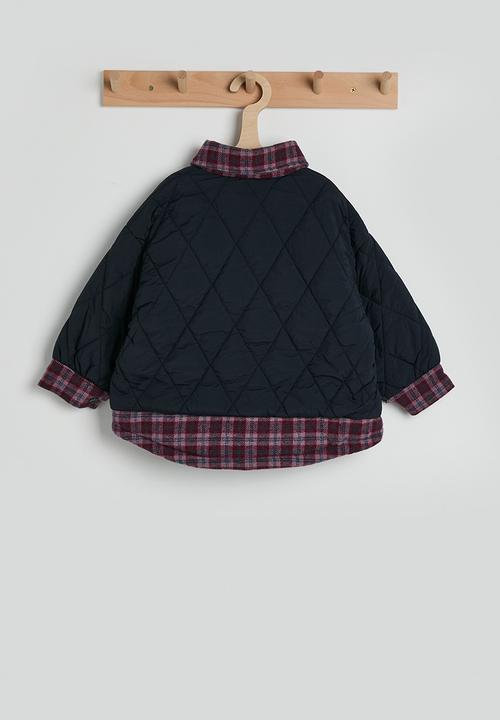 Pop Candy - Diamond quilted flannel shirt jacket - navy/multi