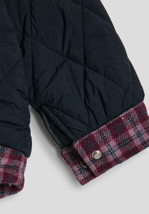 Pop Candy - Diamond quilted flannel shirt jacket - navy/multi