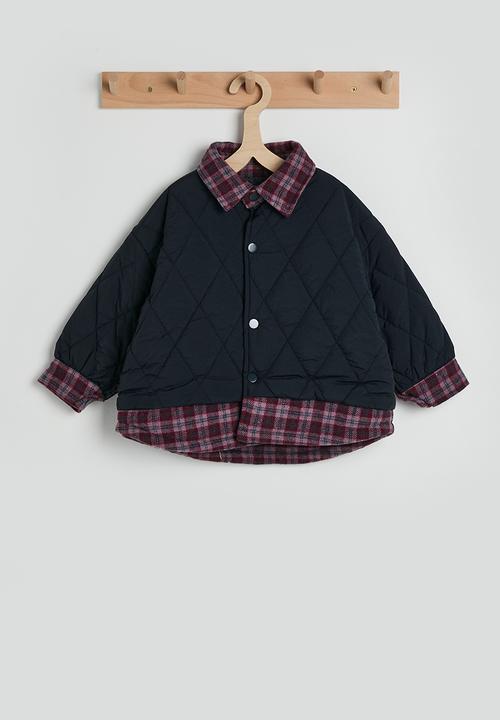 Pop Candy - Diamond quilted flannel shirt jacket - navy/multi