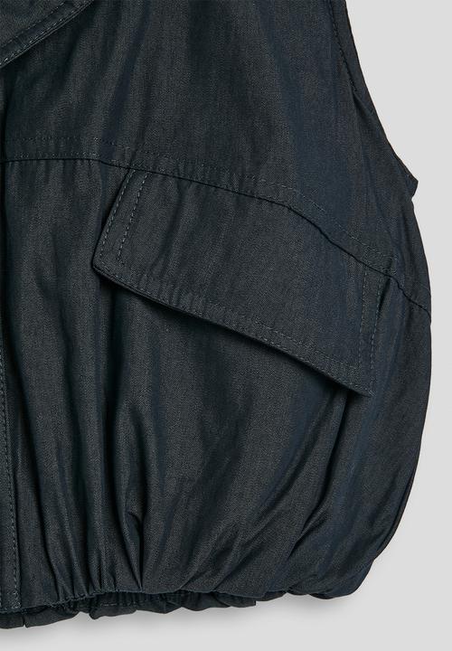 Pop Candy - Funnel neck bubble hem vest - black