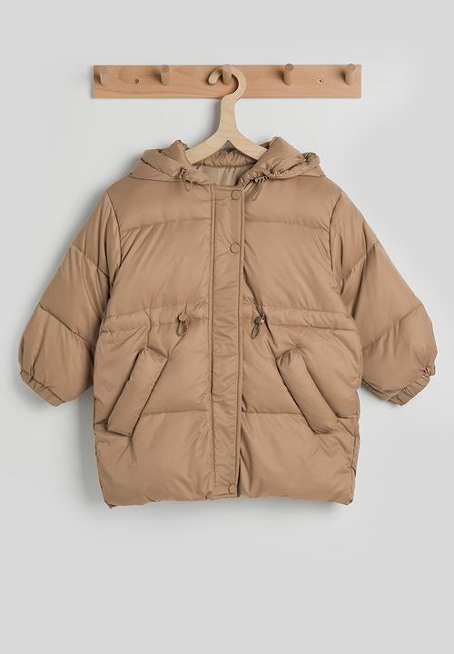 Pop Candy - Fluffy ear hooded puffer jacket - light brown