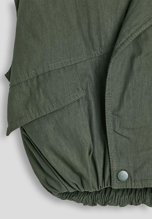 Pop Candy - Funnel neck bubble hem vest - reseda green