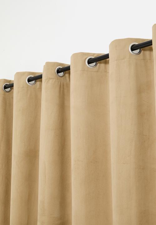 Sixth Floor - Herringbone Velvet Selflined Curtain Eyelet - Sand