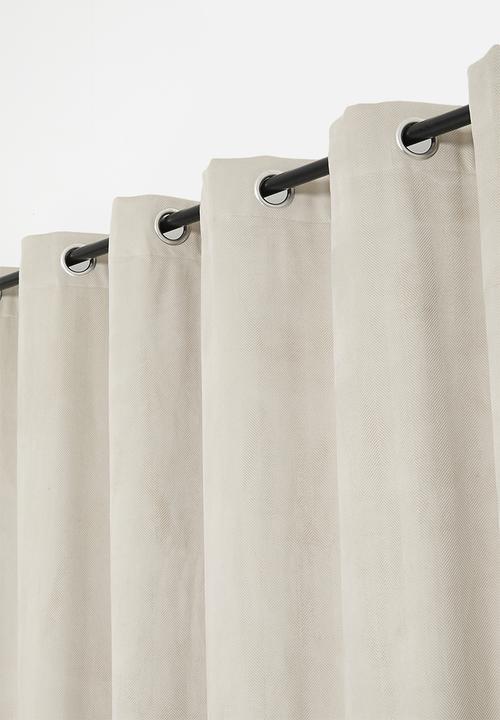 Sixth Floor - Herringbone Velvet Self lined Curtain Eyelet - Taupe