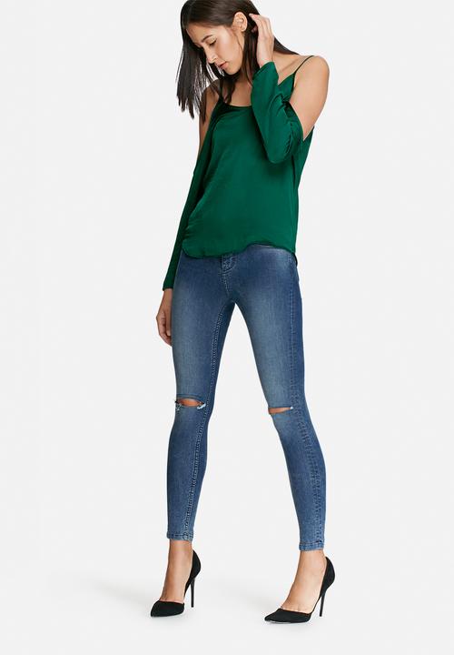 dailyfriday - Satin cold shoulder blouse