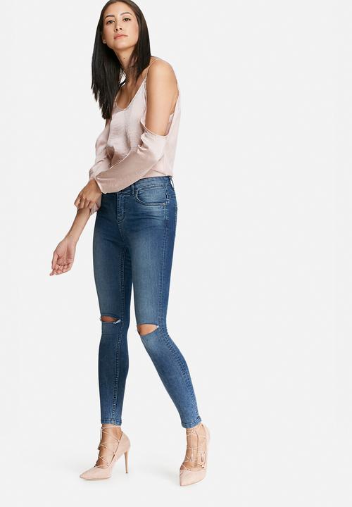 dailyfriday - Satin cold shoulder blouse