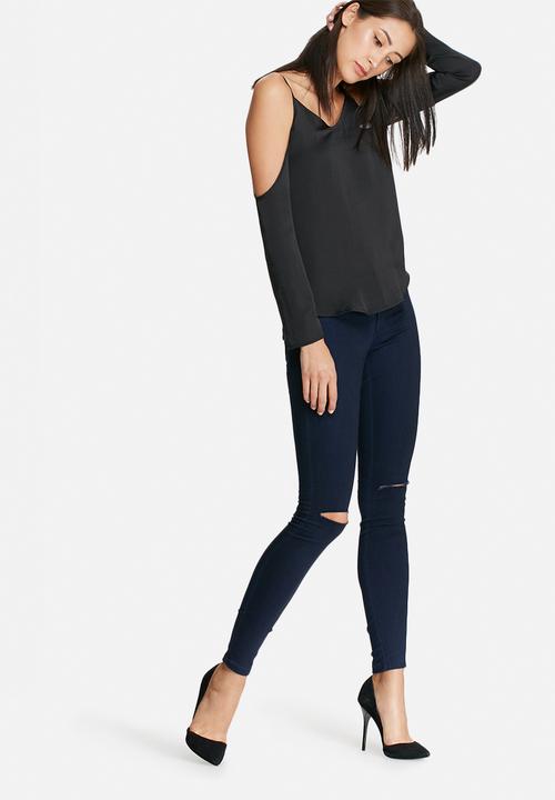 dailyfriday - Satin cold shoulder blouse