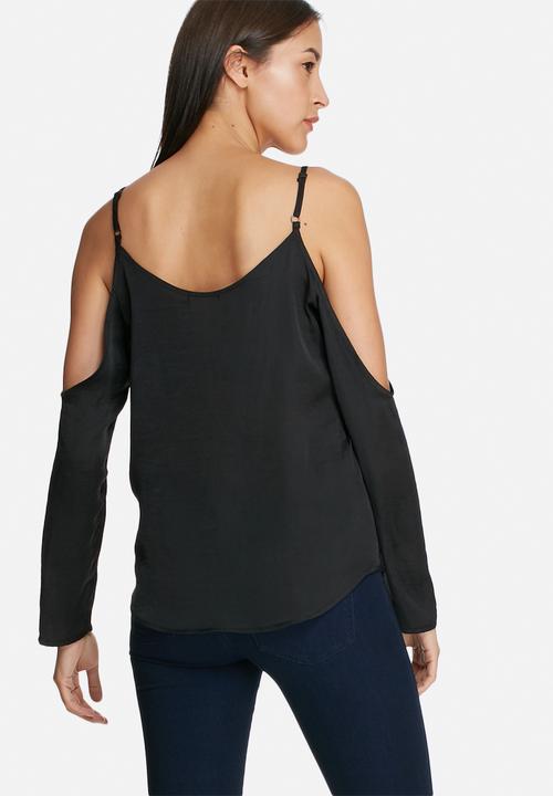 dailyfriday - Satin cold shoulder blouse