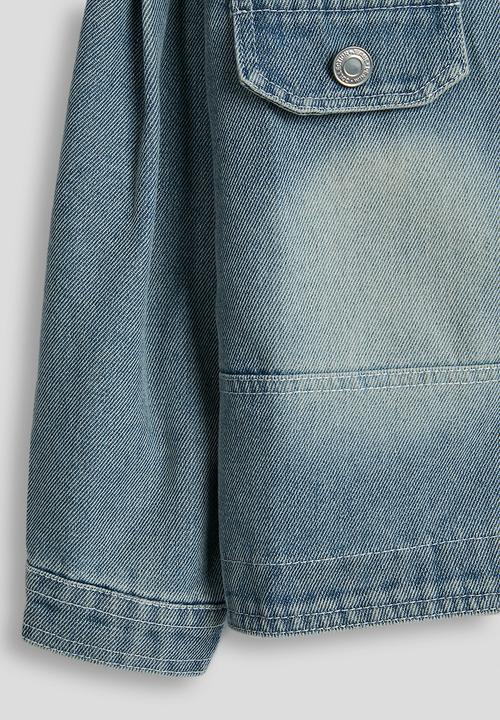Pop Candy - Back cut-out hemline denim jacket - light blue
