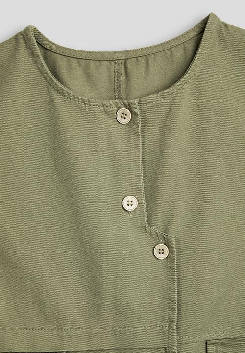 Pop Candy - Assymetrical placket vest - green