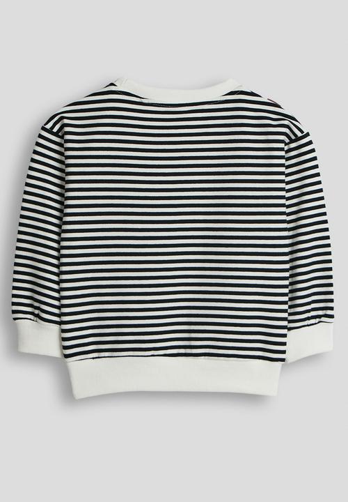 Pop Candy - Canvas strap embroidered bear sweatshirt - black stripes