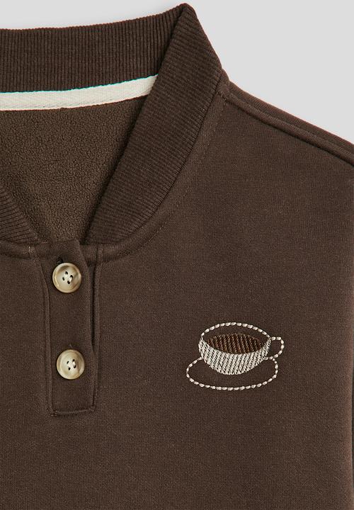 Pop Candy - Rib-knit collar sweatshirt - chocolate