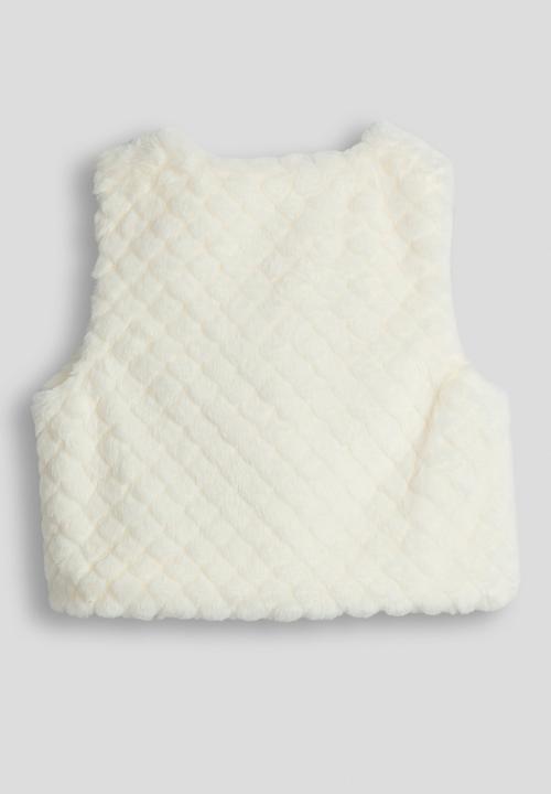 Pop Candy - Plush curved hem vest - white