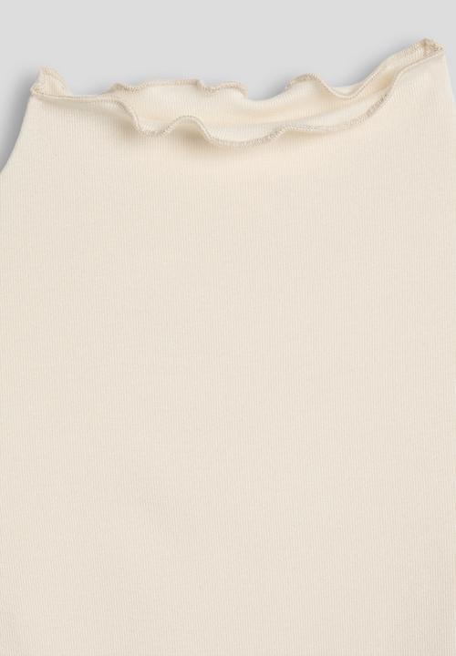 Pop Candy - High neck lettuce hem top - cream