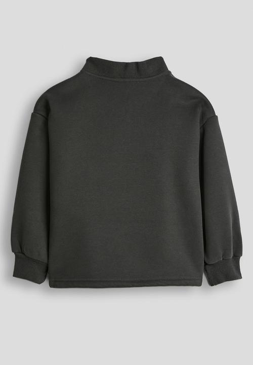 Pop Candy - Rib-knit collar sweatshirt  - gunmetal grey